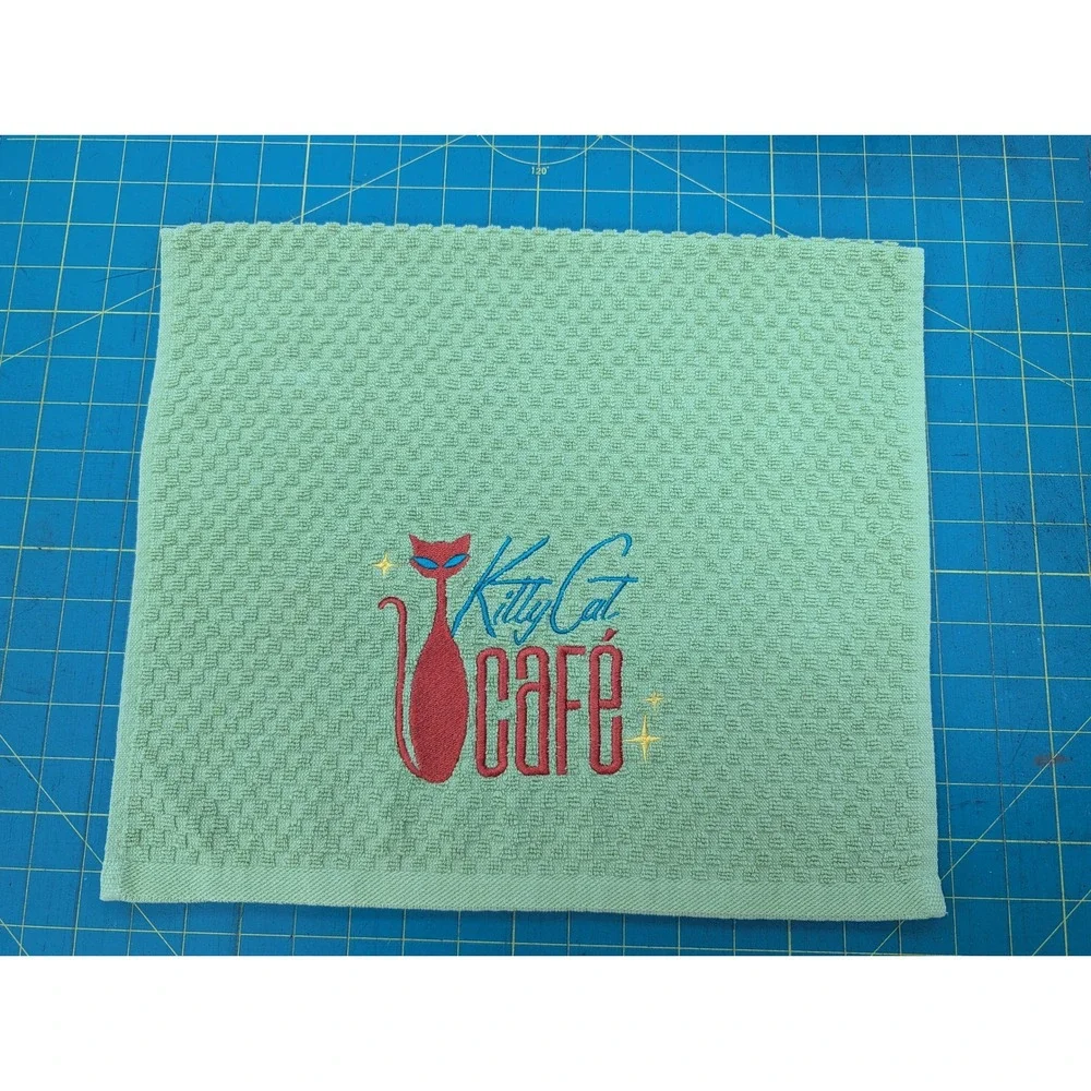 Kitty Cat Cafe Retro Mid Century Modern Atomic Kitchen Bath Hand Towel